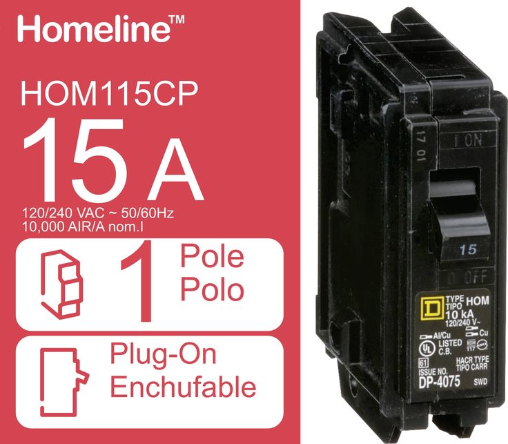 Square D Homeline 15-Amp 1-Pole Standard Trip Circuit Breaker