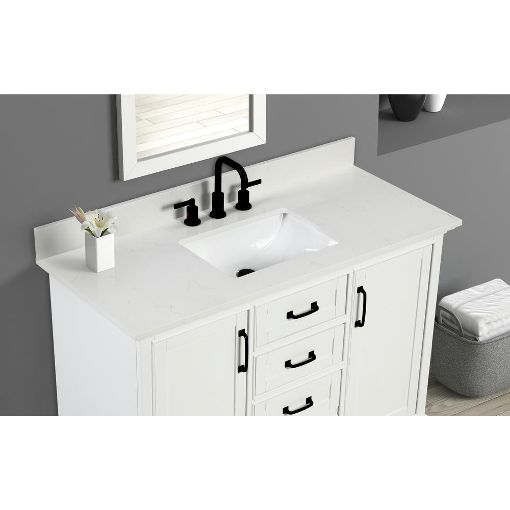 43 in. W x 22 in. D x 0.75 in. H Quartz Vanity Top in Carrara White with White Basin - Super Arbor