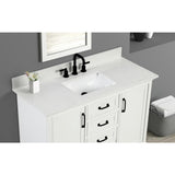 43 in. W x 22 in. D x 0.75 in. H Quartz Vanity Top in Carrara White with White Basin - Super Arbor