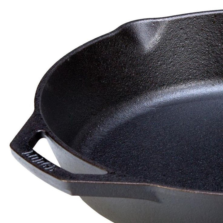12 in. Cast Iron Skillet in Black with Pour Spout