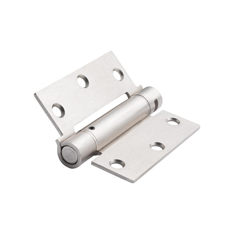 3.5 in. x 3.5 in. Satin Nickel Steel Spring Hinge with 5/8 in. Radius (Set of 2) - Super Arbor