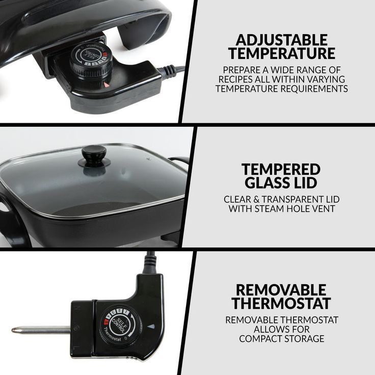144 sq. in. Black Non-Stick Electric Skillet