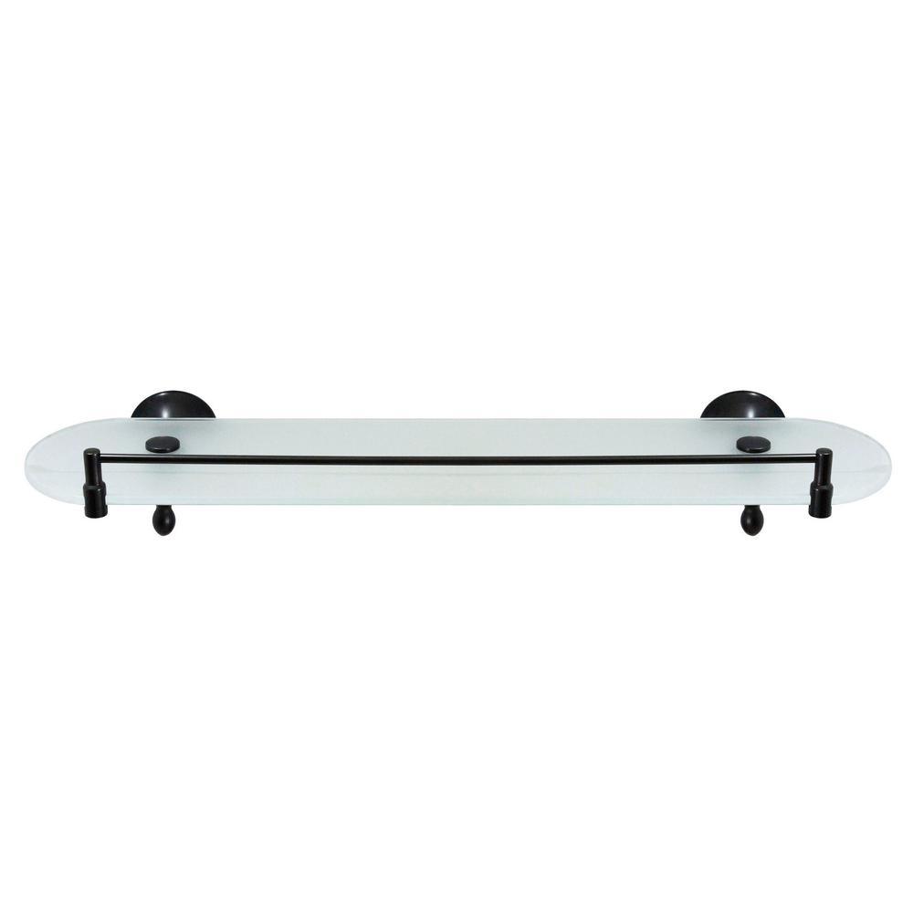 Antica 20 in. W Frosted Glass Shelf with Rail in Rubbed Bronze - Super Arbor