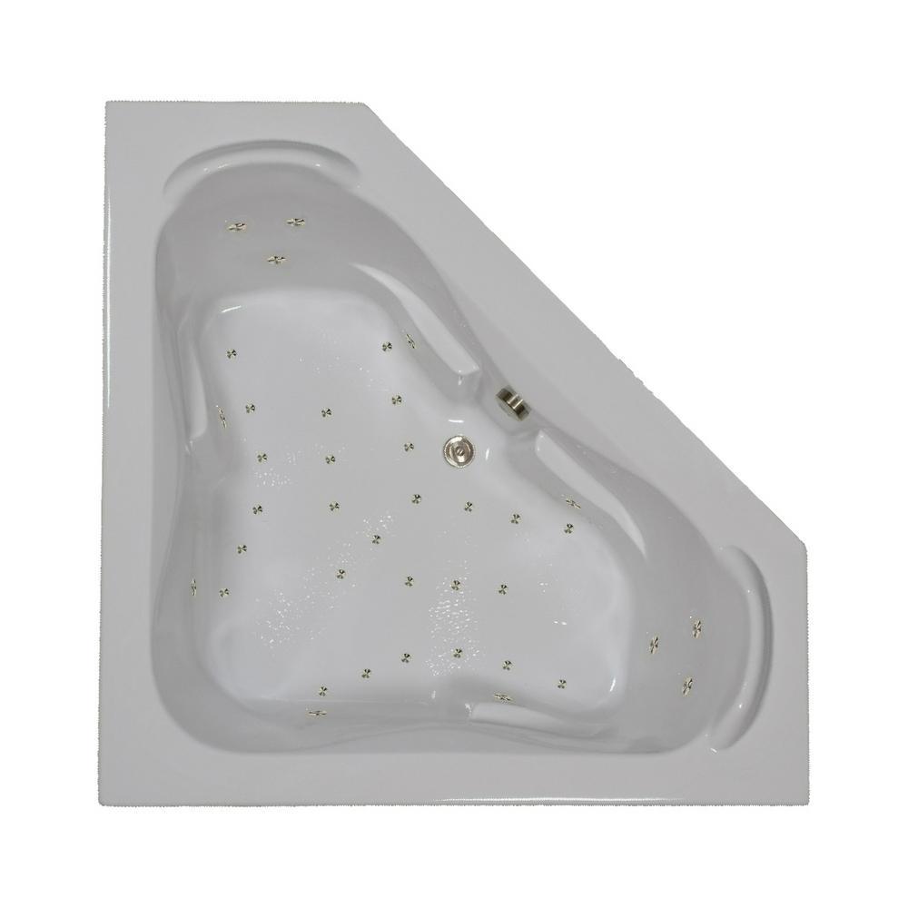 60 in. Corner Drop-in Air Bathtub in White - Super Arbor