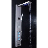 53 in. 10-Jet Shower Panel System in Brushed Nickel with LED Rainfall Waterfall Shower Head Handshower and Tub Spout