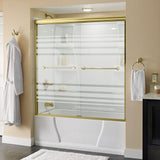 Crestfield 60 in. x 58-1/8 in. Semi-Frameless Traditional Sliding Bathtub Door in Bronze with Transition Glass - Super Arbor