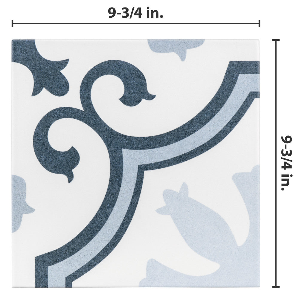 Merola Tile Lacour Artic Encaustic 9-3/4 in. x 9-3/4 in. Porcelain Floor and Wall Tile (11.11 sq. ft. / case)