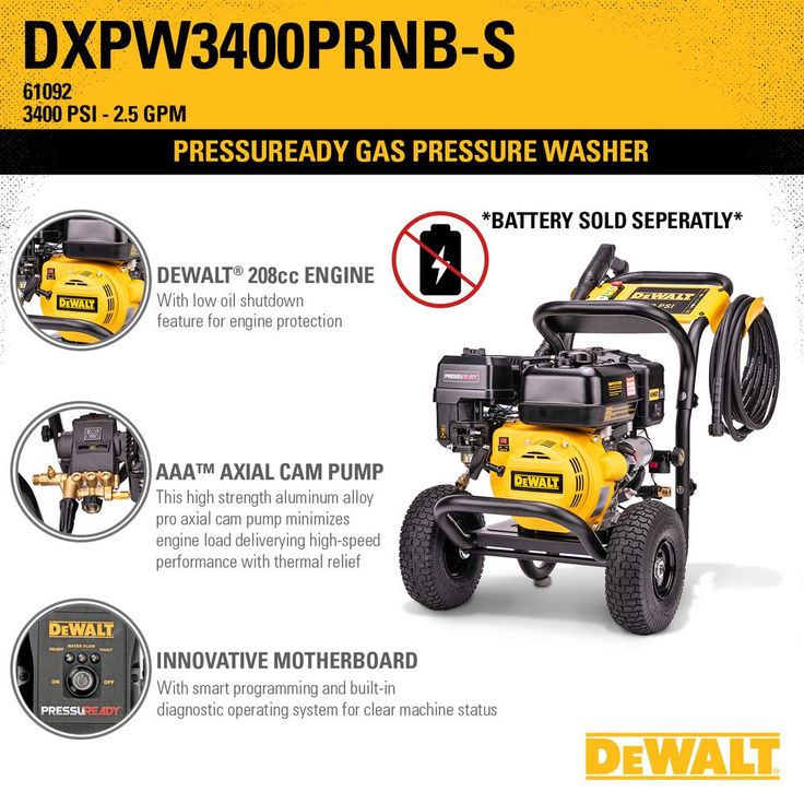 DEWALT Pressure Ready 3400 PSI 2.5 GPM Cold Water Gas Powered Pressure Washer