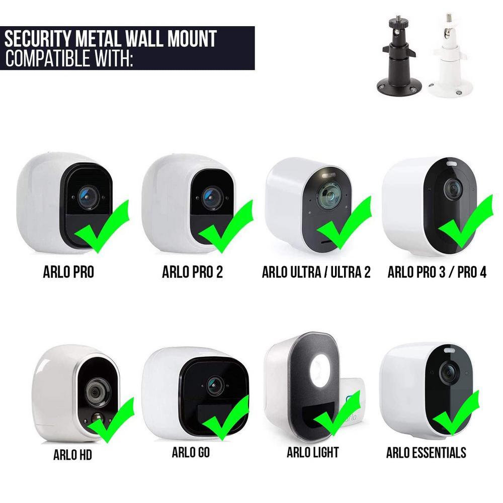 Security Wall Mount Adjustable Indoor/Outdoor for Arlo Pro, Pro 2, Pro 3, Pro 4, Ultra, Ultra 2 Cameras (2-Pack, White) - Super Arbor