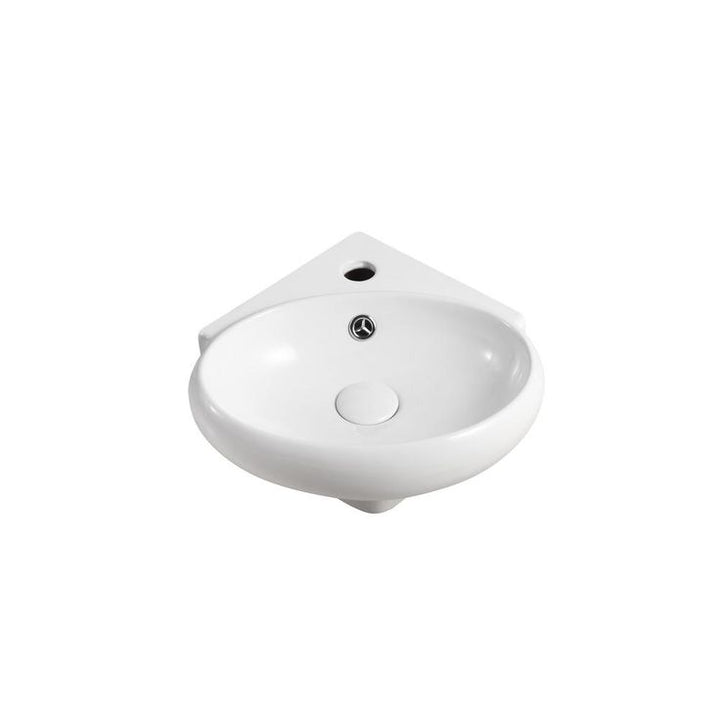 Elanti Wall-Mounted Corner Oval Compact Bathroom Sink in White