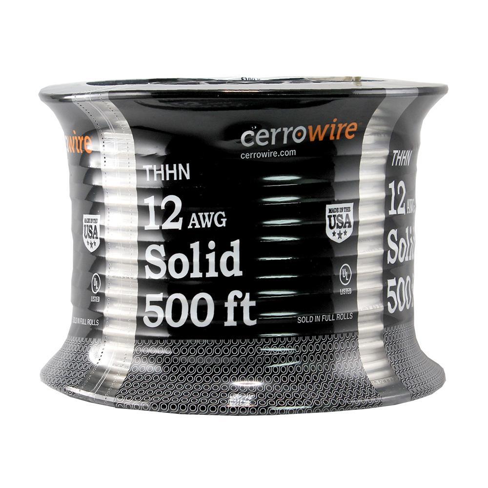 500 ft. 12/1 Black Solid THHN Wire - Super Arbor