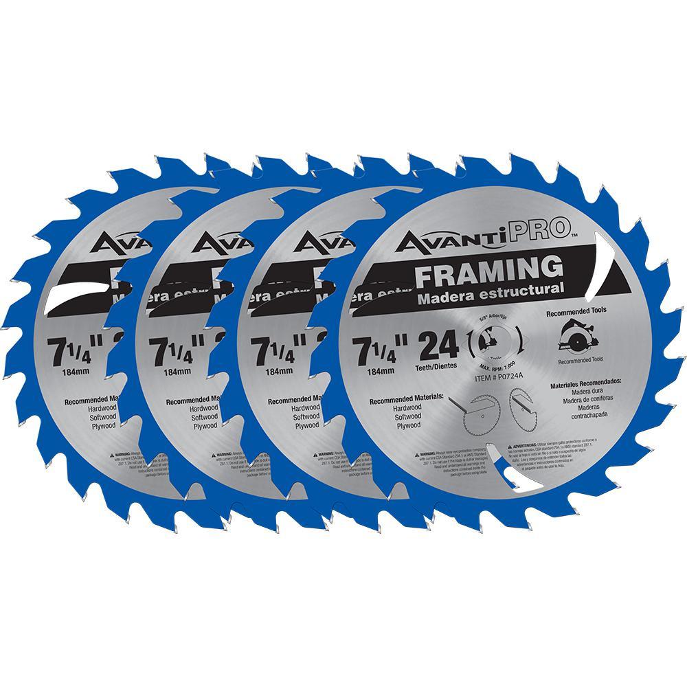 7-1/4 in. x 24-Teeth Framing Saw Blade (4-Pack) - Super Arbor