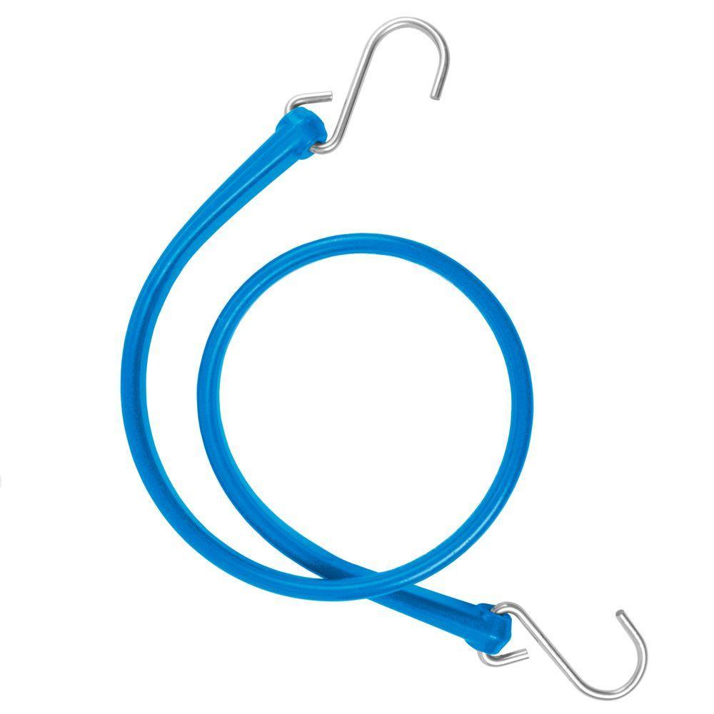 31 in. Polyurethane Bungee Strap with Galvanized S-Hooks (Overall Length: 36 in.) in Blue - Super Arbor