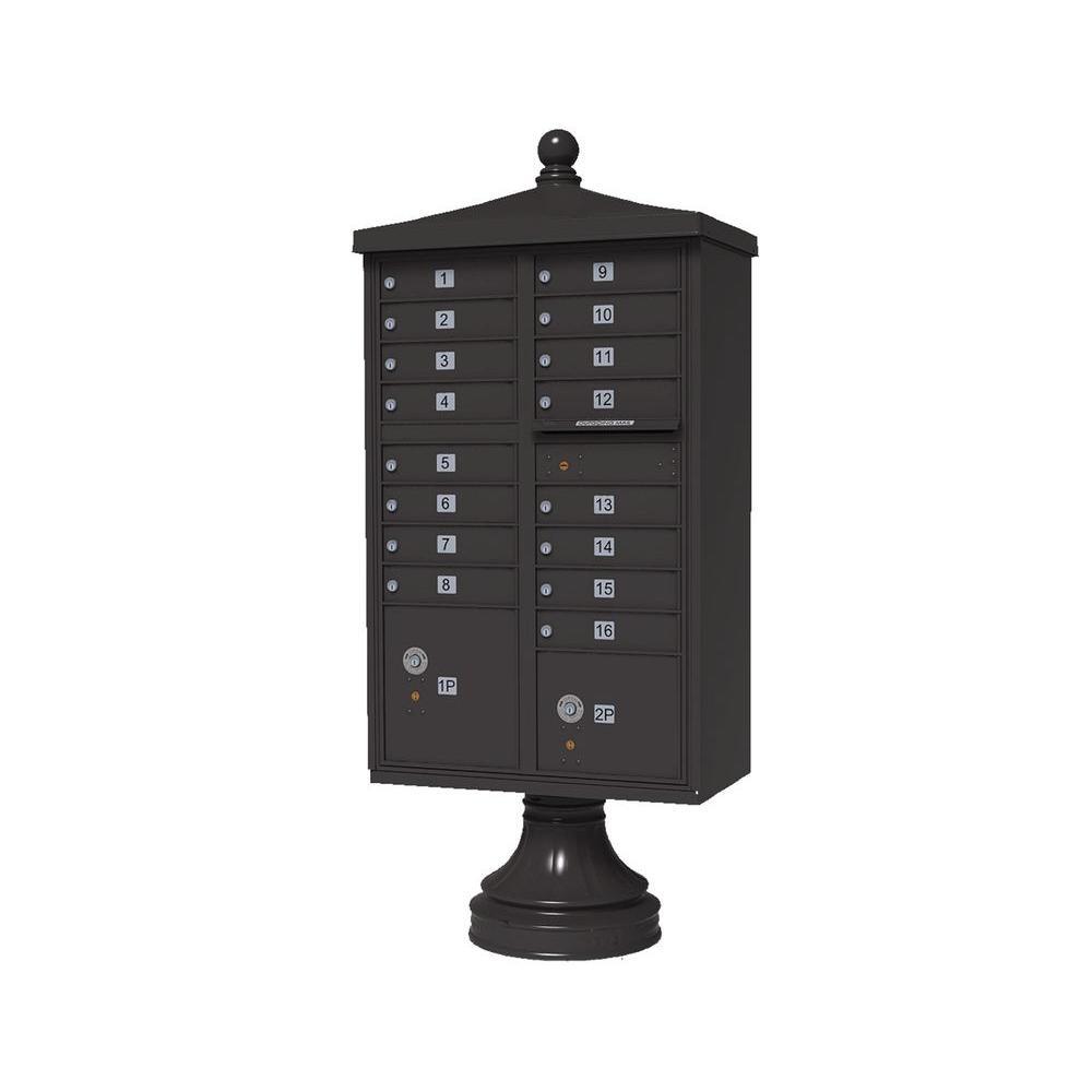 Vital 1570 8 Mailboxes 2 Parcel Lockers 1 Outgoing Pedestal Mount Cluster Box Unit - Super Arbor