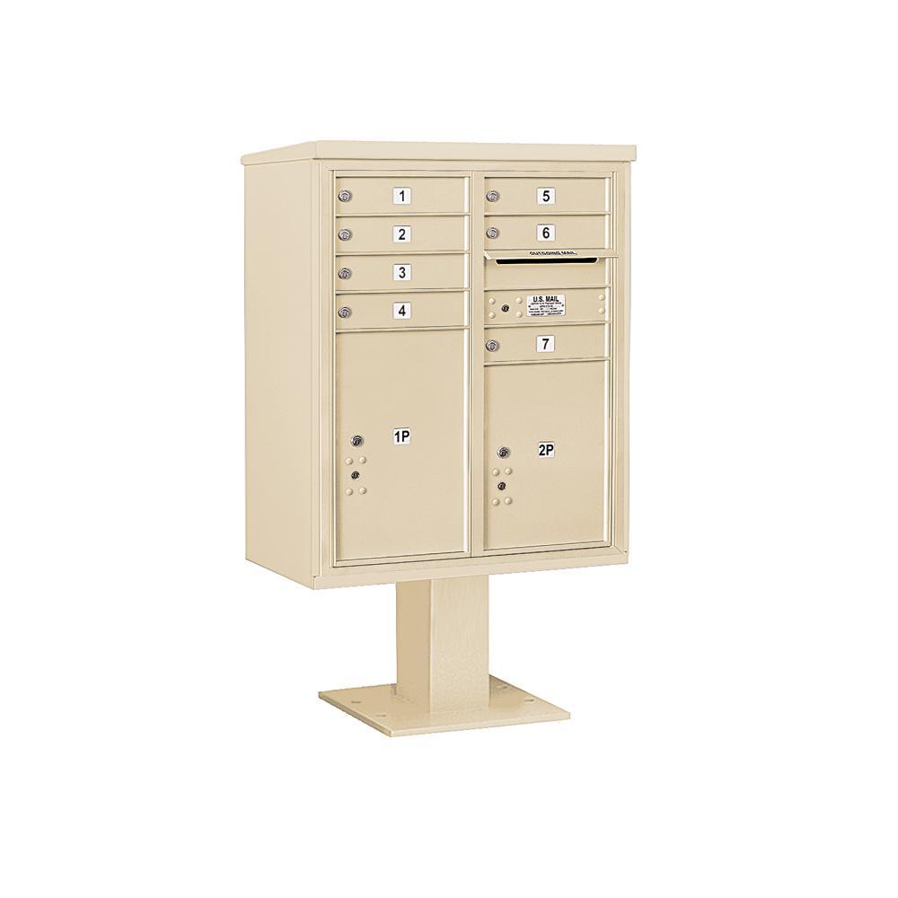 3400 Horizontal Series 7-Compartment 1-Parcel Locker Pedestal Mount Mailbox - Super Arbor