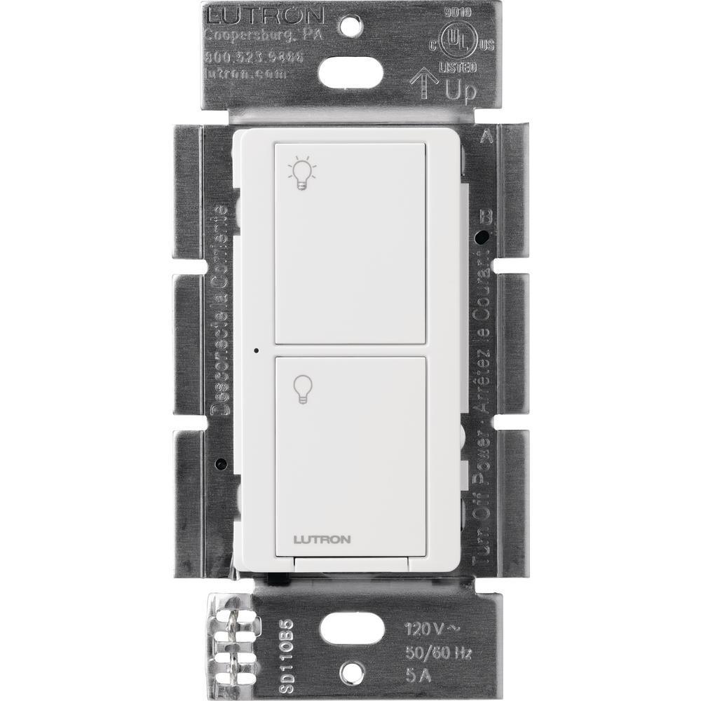 Caseta Wireless Smart Lighting Switch for All Bulb Types or Fans, Push Button, White - Super Arbor