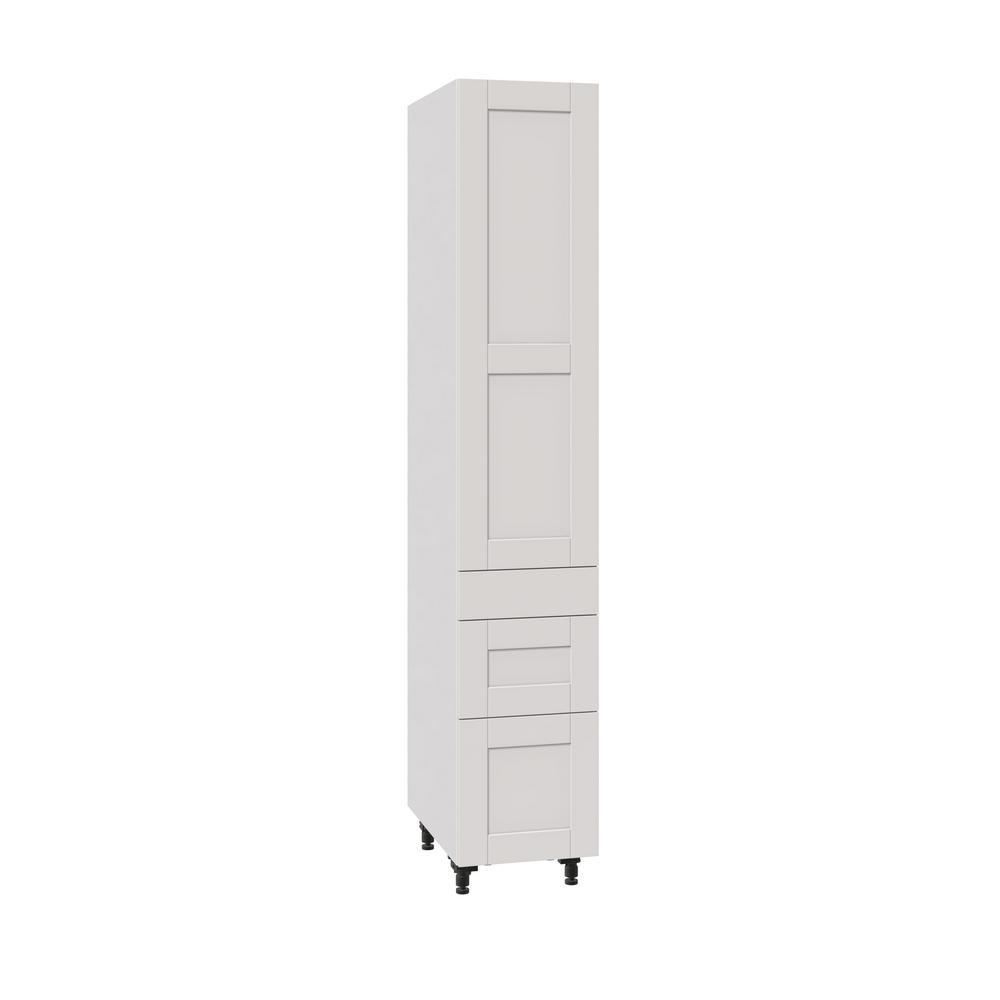Shaker Assembled 24 in. x 84.5 in. x 24 in. Pantry Cabinet w/ 2-Inner Drawers & Three Pull Out Drawers in Vanilla White - Super Arbor