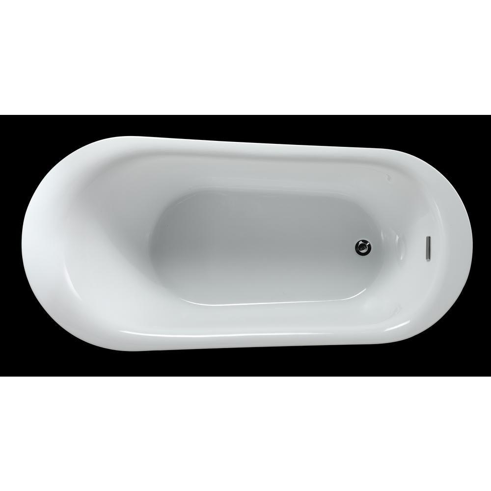 Aiden 70 in. Acrylic Flatbottom Non-Whirlpool Bathtub in White and Faucet Combo in Chrome - Super Arbor