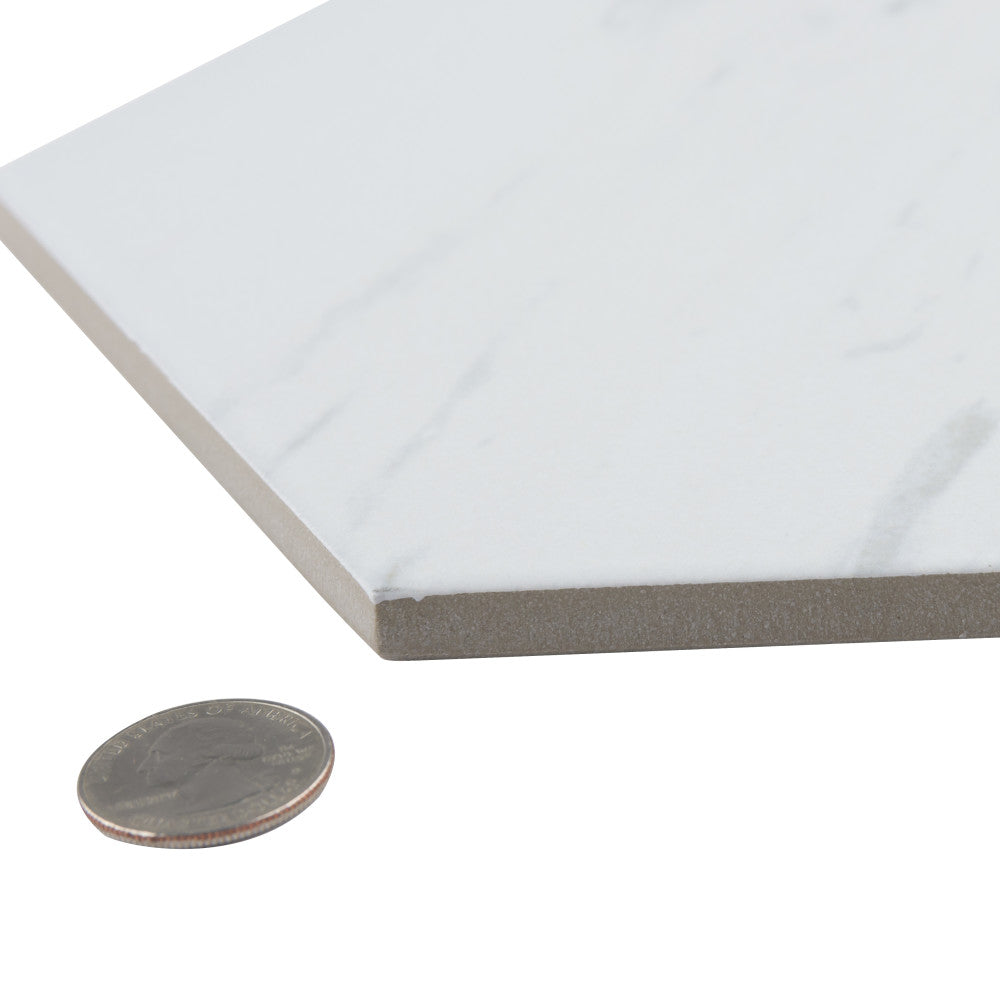 Merola Tile Eterno Carrara Hex 8-5/8 in. x 9-7/8 in. Porcelain Floor and Wall Tile (11.56 sq. ft. / case)