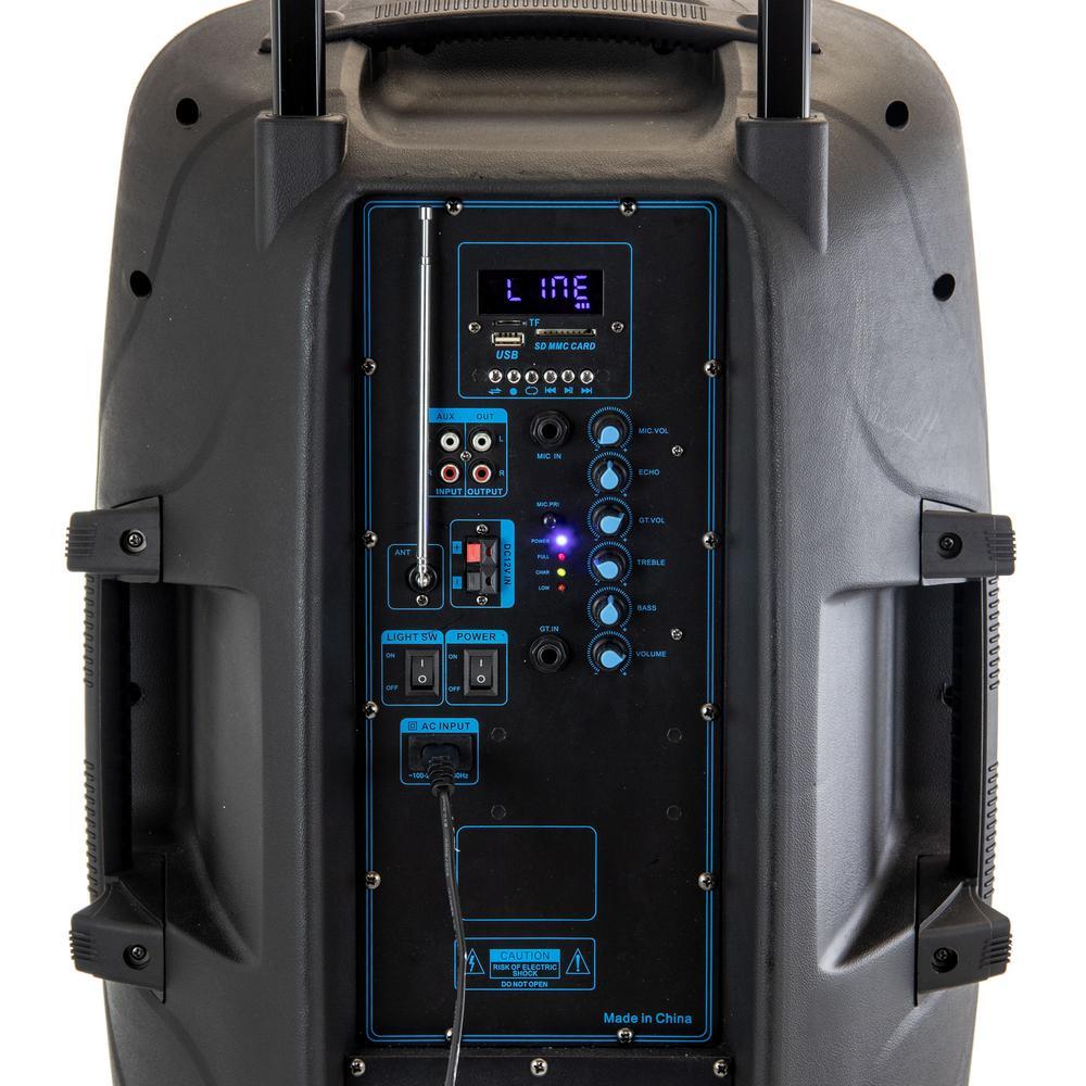 15 in. Portable Bluetooth Speaker with Sound/Volume Reactive Lights - Super Arbor