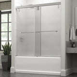 Lyndall 60 x 59-1/4 in. Frameless Mod Soft-Close Sliding Bathtub Door in Chrome with 3/8 in. (10mm) Clear Glass - Super Arbor
