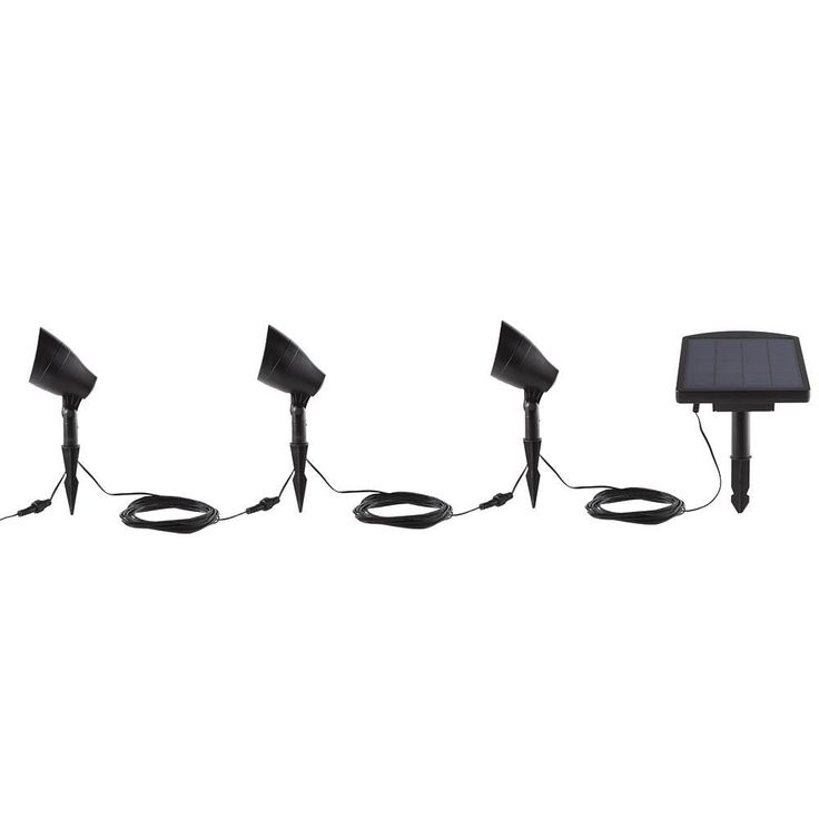 Solar Black LED Spotlight with Remote Panel (3-Pack)
