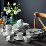 Elisa White Porcelain 30-Piece Casual Ivory White Porcelain Dinnerware Set (Service for 6)