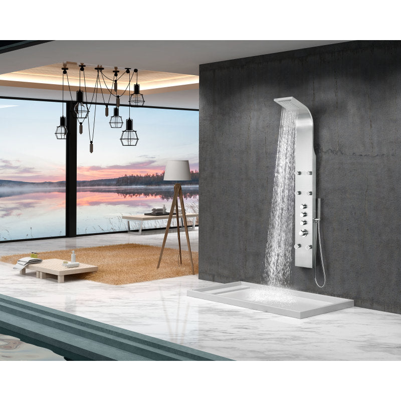 ANZZI Fontan Brushed Steel 6-Spray Shower Panel System (Valve Included)