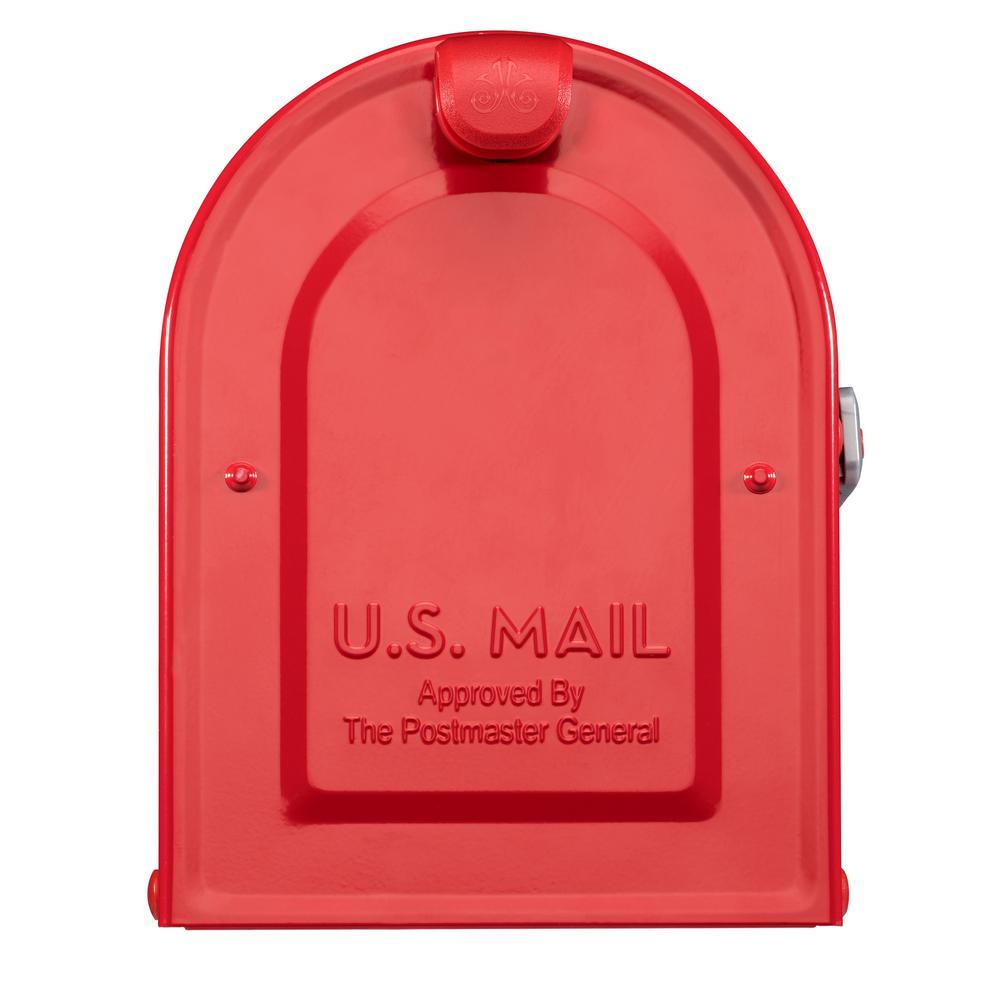 MB1 Post Mount Mailbox Red with Silver Flag - Super Arbor