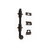 8 in. Heavy-Duty Solid Brass Matte Black Surface Bolt with Round Knob - Super Arbor