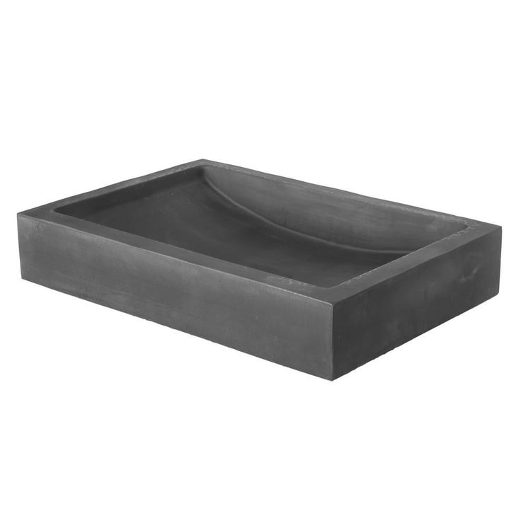 Eden Bath 22 in. Shallow Wave Concrete Rectangular Vessel Sink in Charcoal