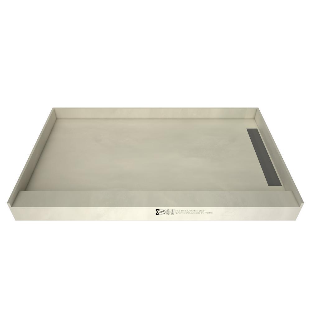 WonderFall Trench 36 in. x 48 in. Single Threshold Shower Base with Left Drain and Tileable Trench Grate - Super Arbor