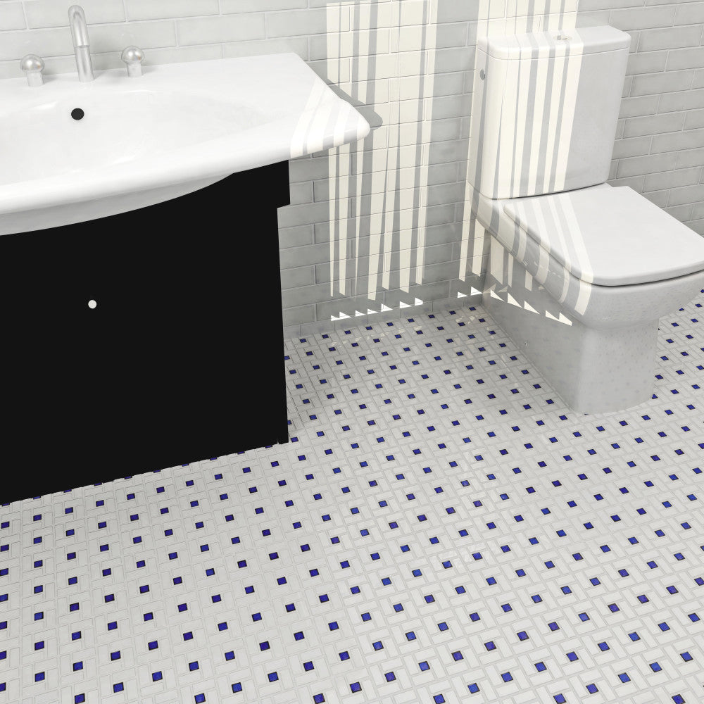 Merola Tile Spiral Blue and White 12-1/2 in. x 12-1/2 in. x 6 mm Porcelain Mosaic Tile (11.07 sq. ft. / case)
