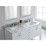 61 in. W x 22 in. D x .75 H Granite Double Basin Vanity Top in Glacier White with White Basins - Super Arbor