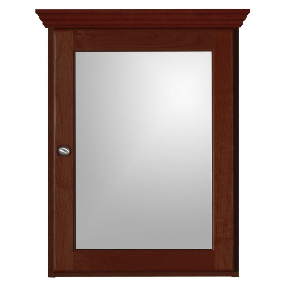 Ultraline 19 in. W x 27 in. H x 6-1/2 in. D Framed Surface-Mount Bathroom Medicine Cabinet in Dark Alder - Super Arbor