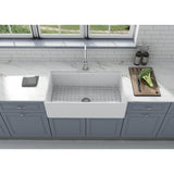 Delux Fireclay 33 in. Single Bowl Farmhouse Kitchen Sink with workstation