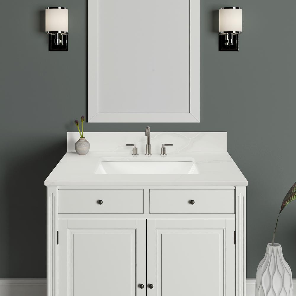 31 in. W x 22 in. D x 0.75 in. H Quartz Vanity Top in Statuario White with White Basin - Super Arbor
