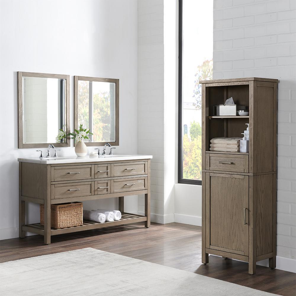 Wimsbury 24 in. W x 14 in. D x 65 in. H Single Door Linen Cabinet in Weather Oak - Super Arbor