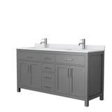 Beckett 72 in. W x 22 in. D Double Bath Vanity in Dark Gray with Cultured Marble Vanity Top in Carrara with White Basins - Super Arbor