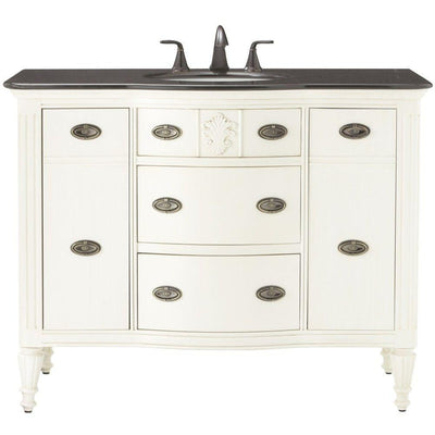 Wellington 44 in. W x 22 in. D Bath Vanity in Ivory with Granite Vanity Top in Black with White Sink - Super Arbor