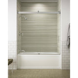 Levity 59 in. x 62 in. Semi-Frameless Sliding Tub Door in Nickel with Handle - Super Arbor