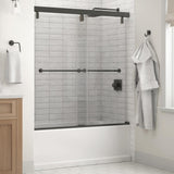Everly 60 in. x 59-1/4 in. Mod Semi-Frameless Sliding Bathtub Door in Matte Black and 1/4 in. (6mm) Rain Glass - Super Arbor