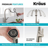 Nolen Single-Handle Pull-Down Sprayer Kitchen Faucet with 2-Function Sprayhead in all-Brite Spot Free Stainless Steel - Super Arbor