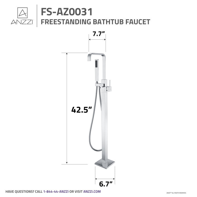 ANZZI Victoria Series Freestanding Bathtub Faucet, 2-Handle with Hand Shower, Valve Included, FS-AZ0031BN (Brushed Nickel)
