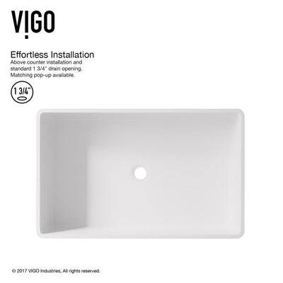 VIGO Magnolia Matte Stone Vessel Bathroom Sink in White with Duris Vessel Faucet in Brushed Nickel