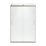Levity 48 in. x 74 in. Semi-Frameless Sliding Shower Door in Nickel with Handle - Super Arbor