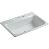 Bakersfield Drop-In Cast-Iron 31 in. 3-Hole Single Bowl Kitchen Sink in White