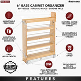 Rev-A-Shelf 11.69-in W x 18.88-in H 4-Tier Pull Out Wood Soft Close Baskets & Organizers