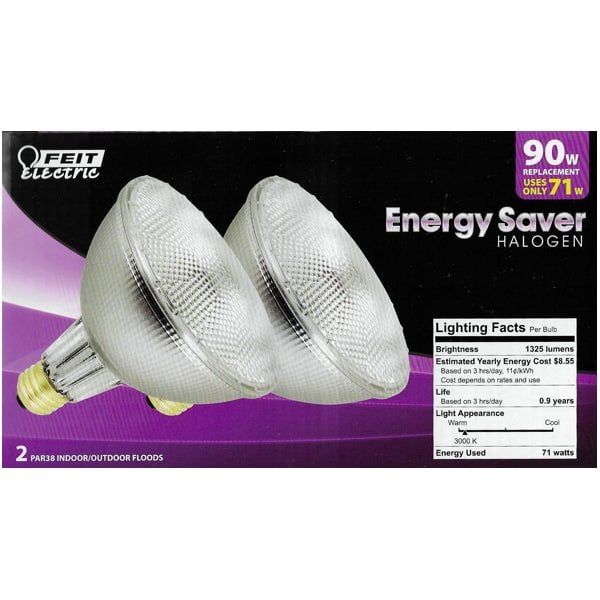 Feit Electric 70-Watt PAR38 Dimmable Energy Saver Halogen Flood Light Bulb, Warm White 3000K (12-Pack)