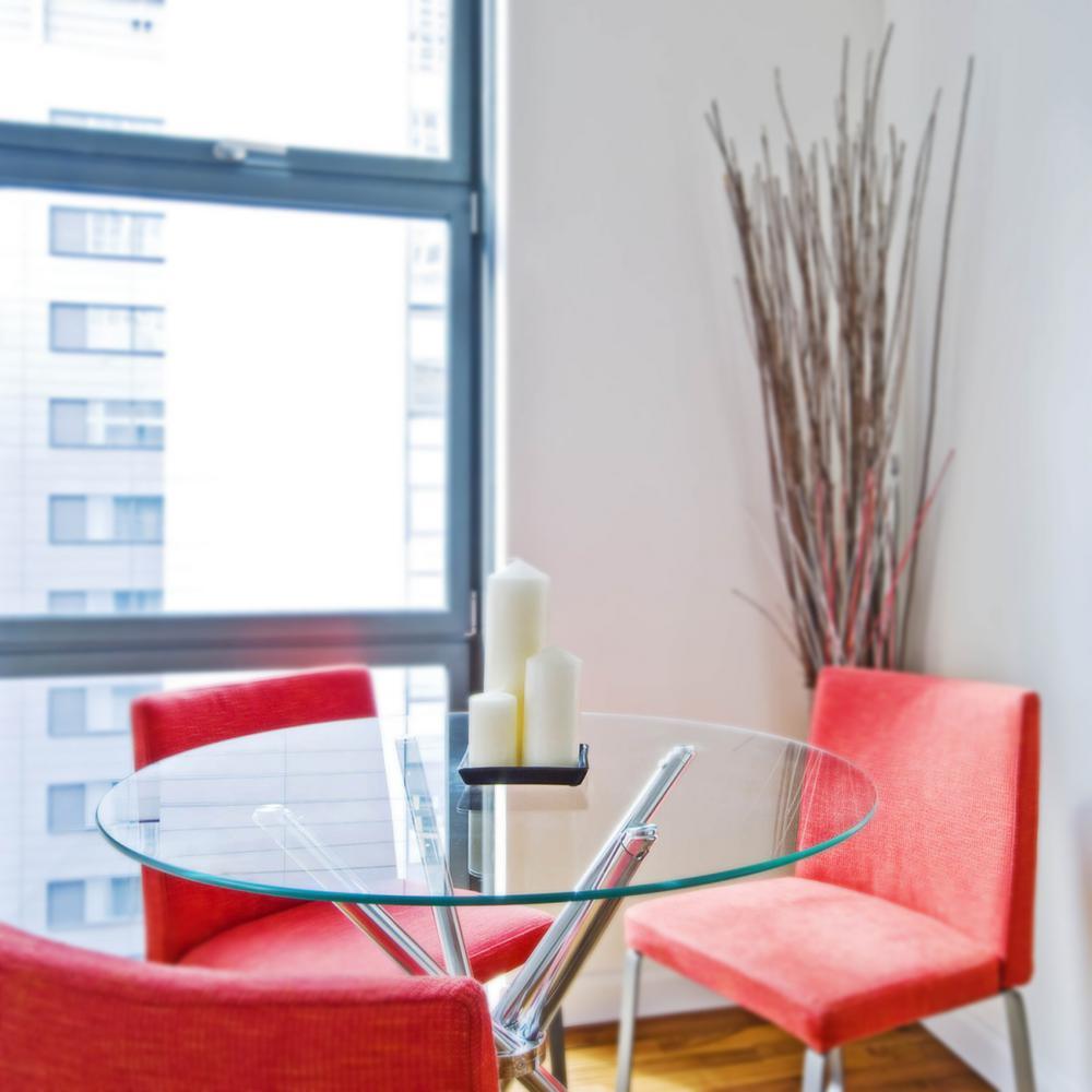 32 in. Clear Round Glass Table Top, 1/4 in. Thickness Tempered Flat Edge Polished - Super Arbor
